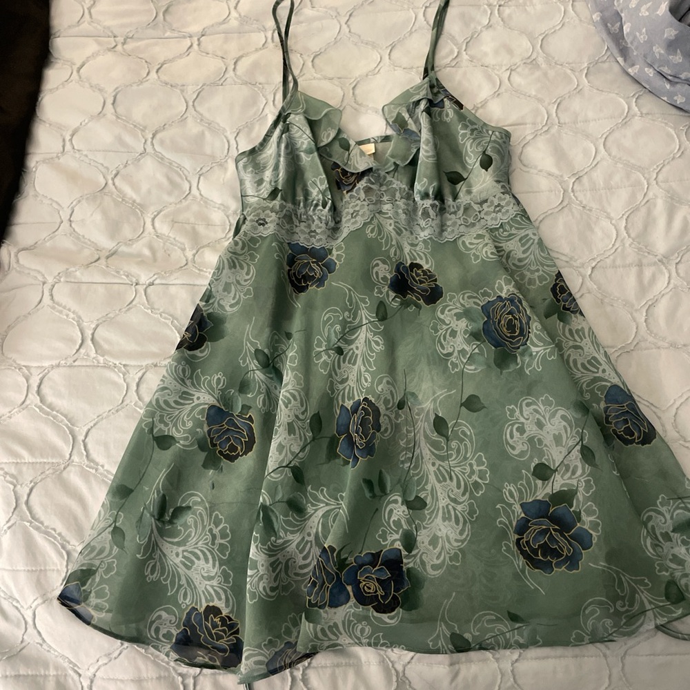 Floral Green Slip Dress